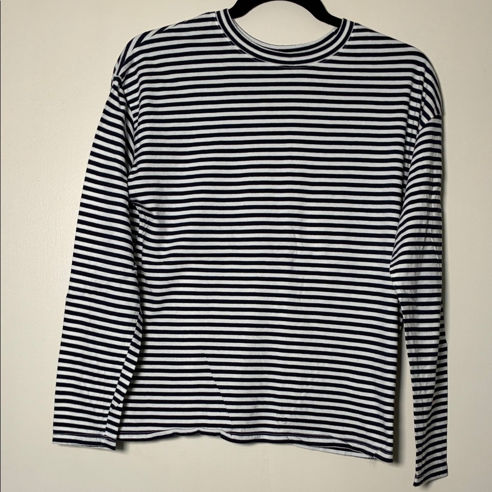 a new day Black and White Striped Long Sleeve Tee